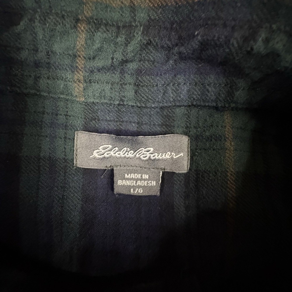Eddie Bauer Men's L Flannel Plaid‎ LS Button Up Cotton Shirt SEE DESCRIPTION - Picture 3 of 16